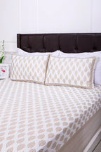 Pastel New Booti White Cotton Bedsheet 90 x 108 - grahsajja
