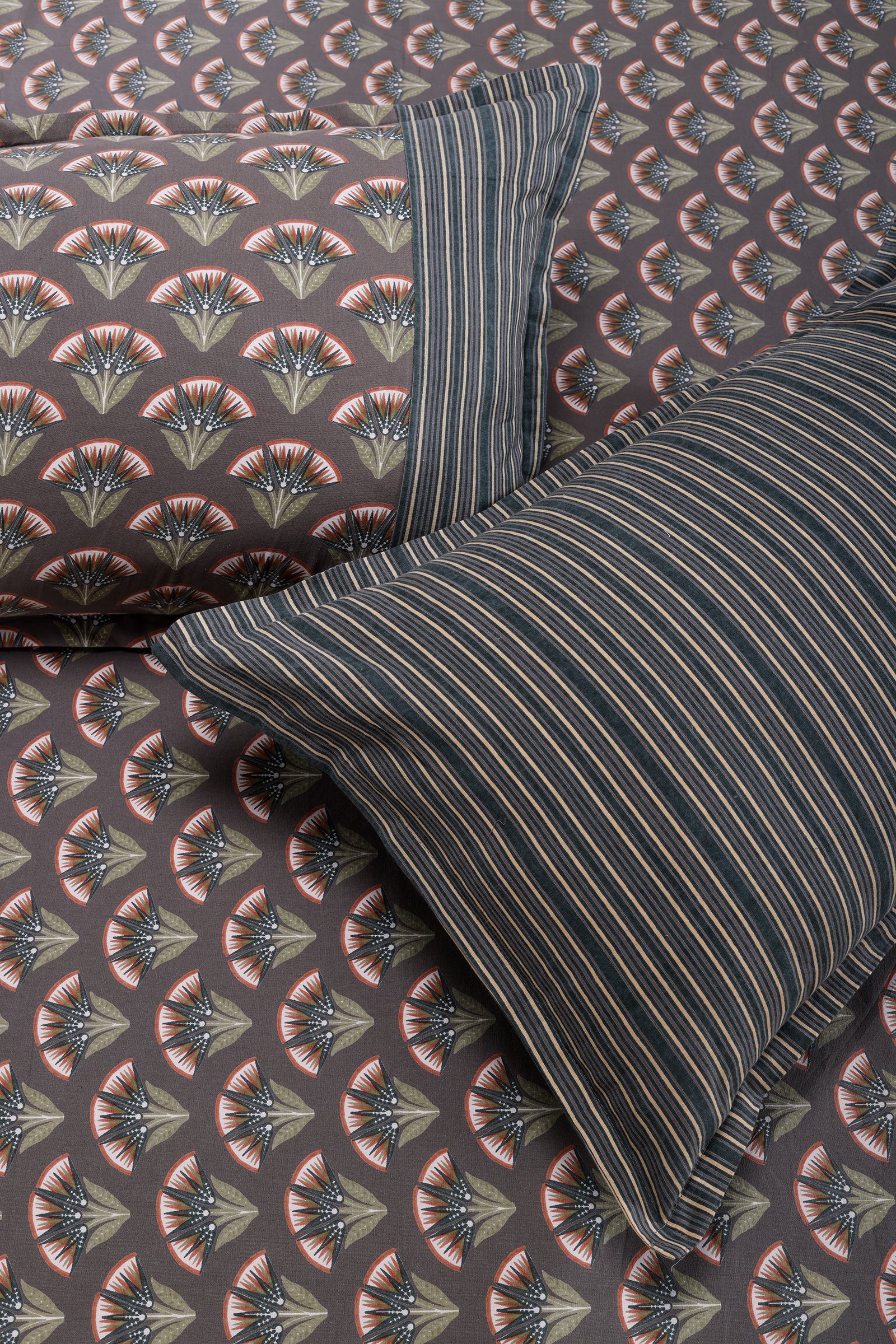 Block Printed Bedsheet Flora0102 90 x 108inch - grahsajja