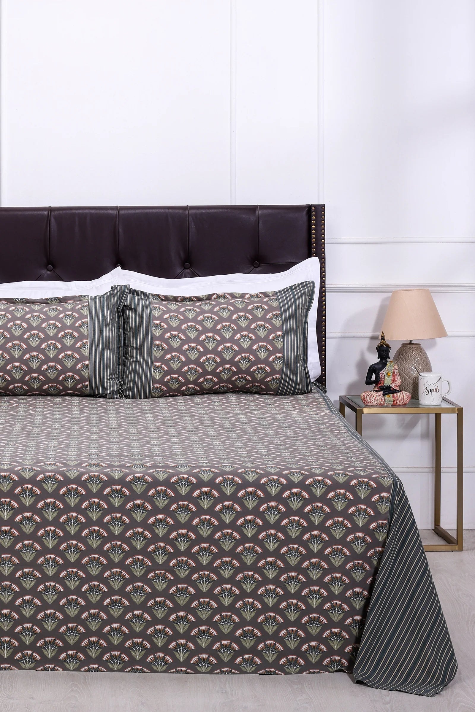 Block Printed Bedsheet Flora0102 90 x 108inch - grahsajja