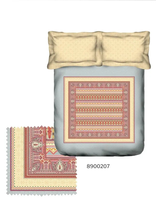 Portico Facests Ceramica Printed Super King Size Double Bedsheet with 2pc Pillow Cover Portico