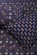 Azmina Jaal Navy Blue Cotton Bedsheet - grahsajja