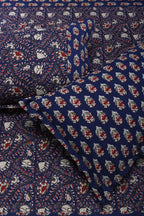 Azmina Jaal Navy Blue Cotton Bedsheet - grahsajja