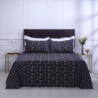 Azmina Jaal Navy Blue Cotton Bedsheet - grahsajja