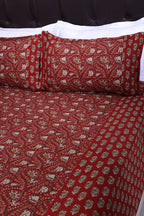Azmina Jaal Red Cotton Bedsheet 90 x 108 in - grahsajja