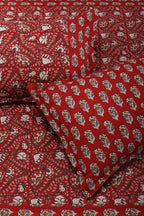 Azmina Jaal Red Cotton Bedsheet 90 x 108 in - grahsajja