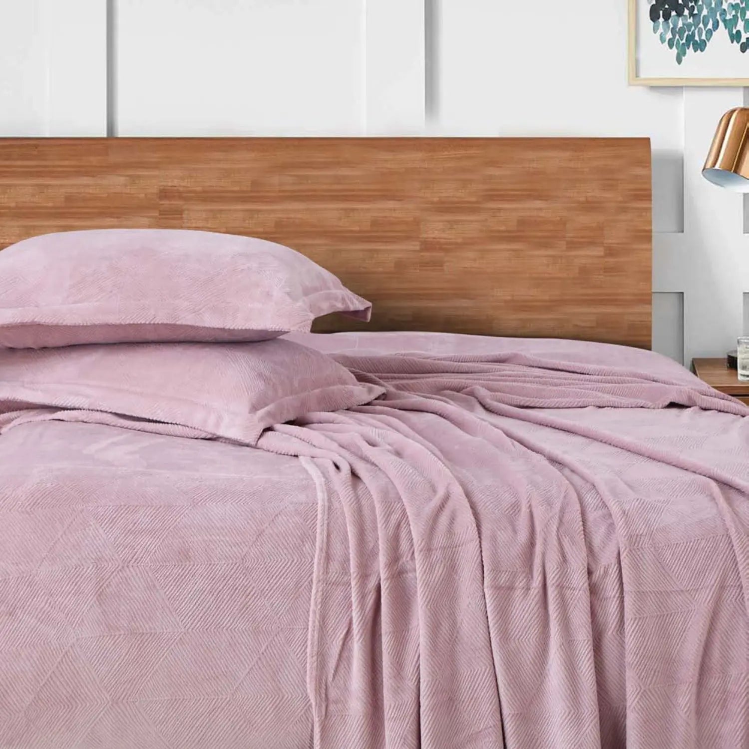Sutton Warm Bedsheet Double bed with 2pc Pillow Cover| Rose Pink LA CASA
