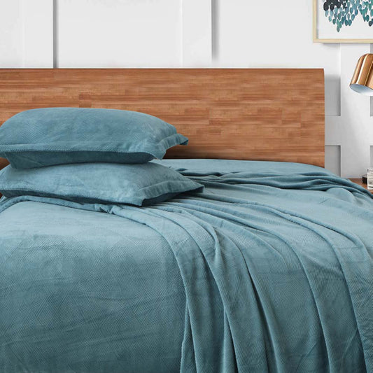 Sutton Warm Bedsheet Double bed with 2pc Pillow Cover| Aquatic Blue