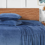 Sutton Warm Bedsheet Double bed with 2pc Pillow Cover| Blue LA CASA