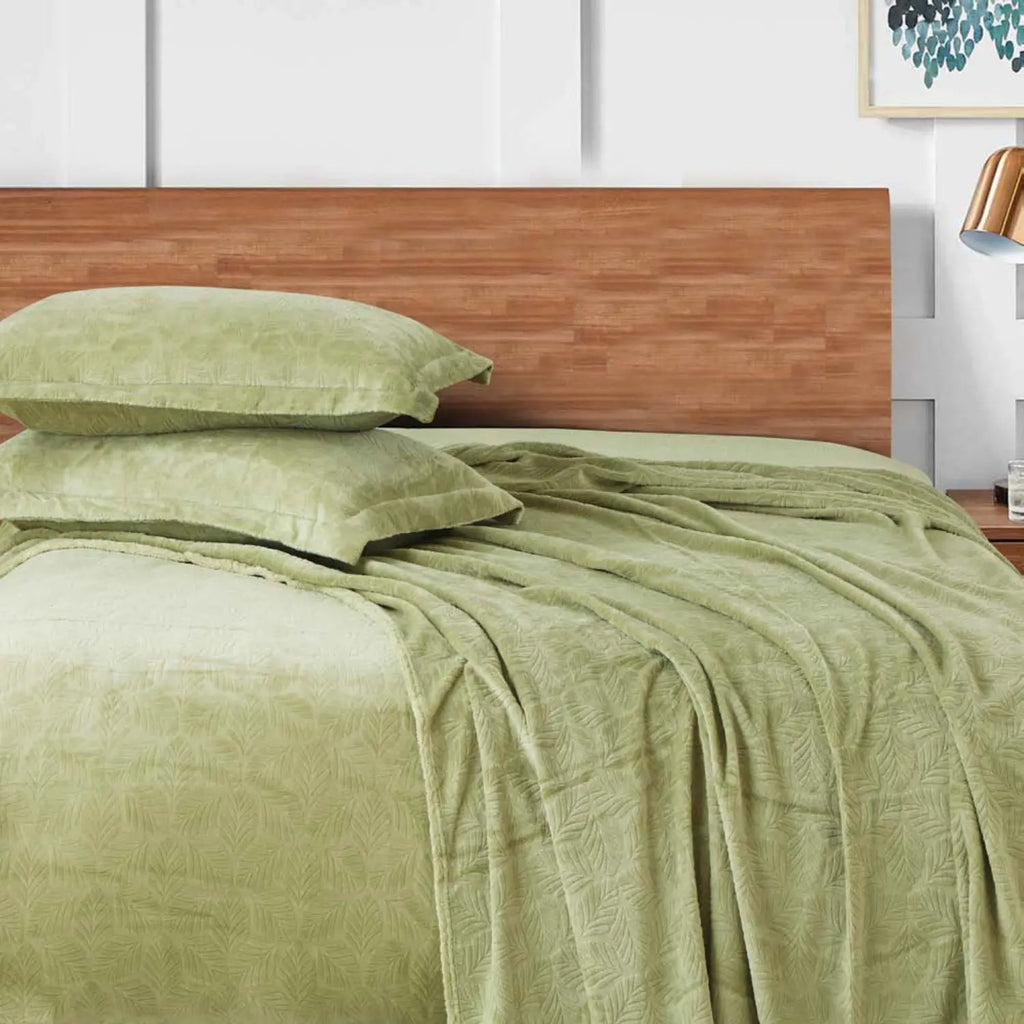 Sutton Warm Bedsheet Double bed with 2pc Pillow Cover| Sage Green LA CASA