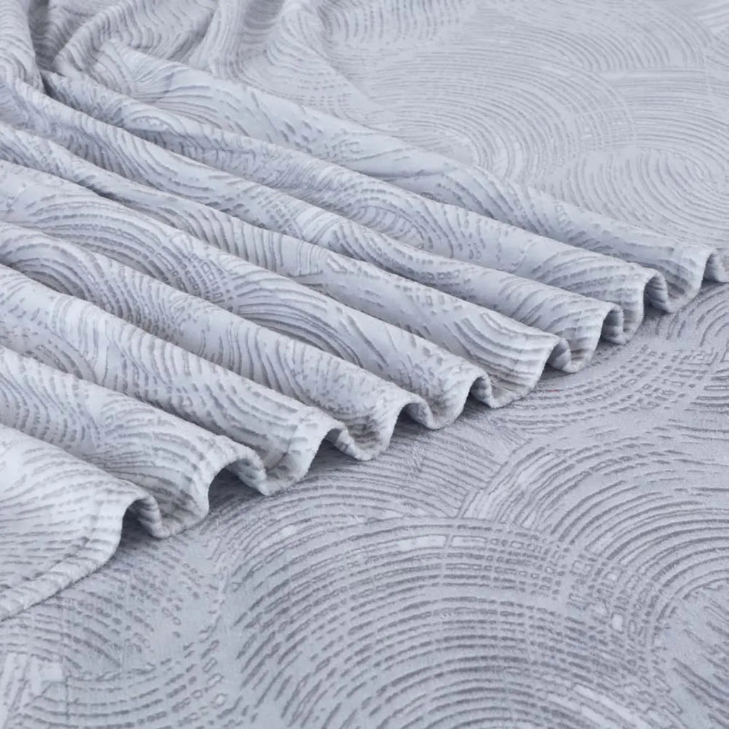 Sutton Warm Bedsheet Double bed with 2pc Pillow Cover| Swirl grey LA CASA