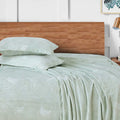 Sutton Warm Bedsheet Double bed with 2pc Pillow Cover| Swirl sage Green LA CASA