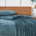Sutton Warm Bedsheet Double bed with 2pc Pillow Cover| Urban Grid Teal Blue LA CASA