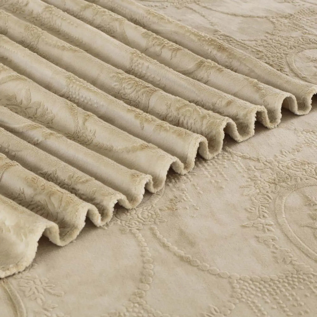 Sutton Warm Bedsheet Double bed with 2pc Pillow Cover| Royal Medallian Beige LA CASA