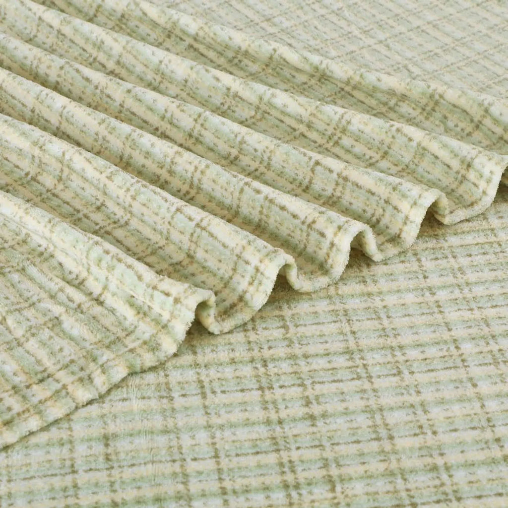 Sutton Warm Bedsheet Double bed with 2pc Pillow Cover| Classic Check Misty Olive LA CASA