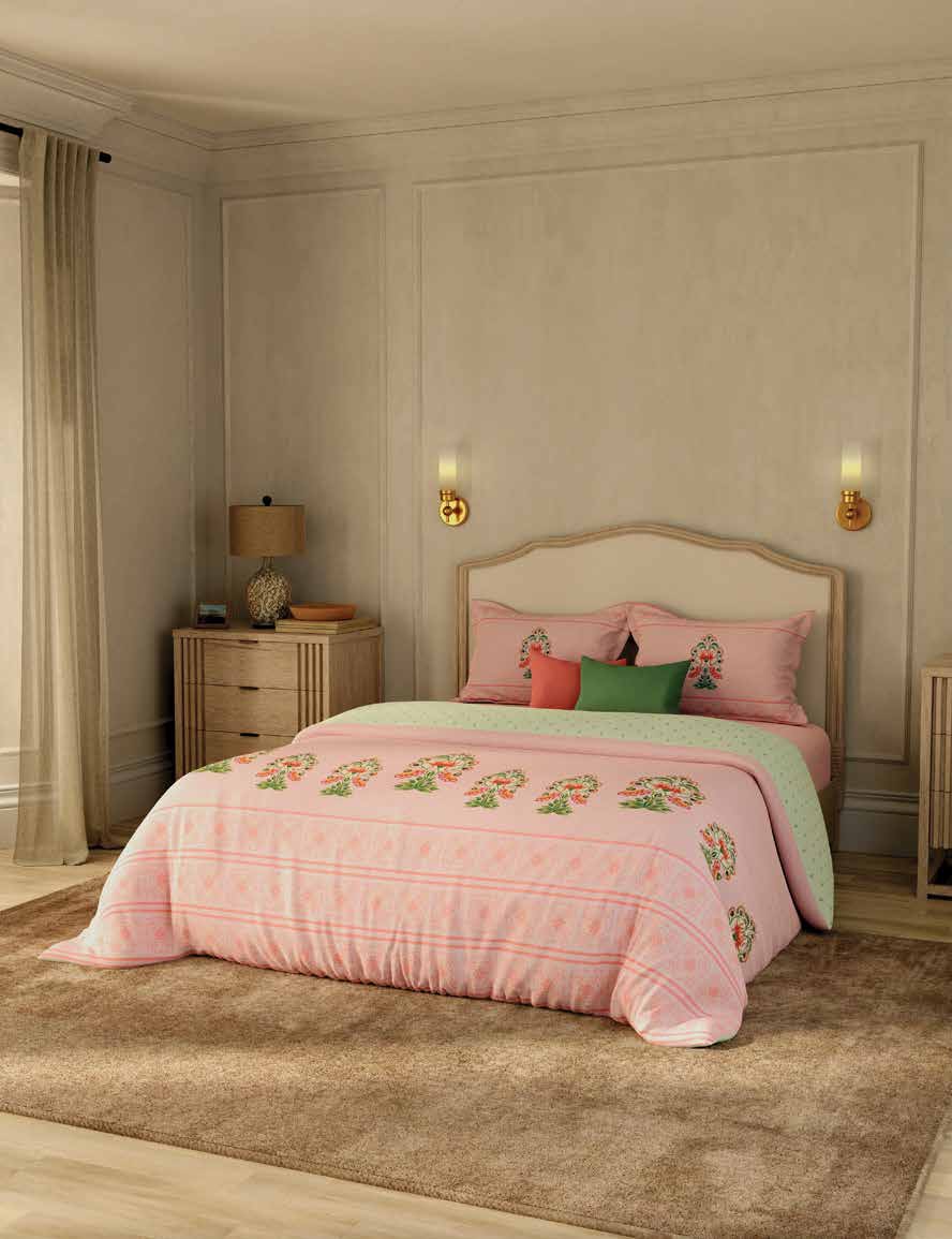 Portico New York Shalimaar 250 TC 100% Cotton Health Pro Printed Super King Bedsheet with 2 Pillow Cover Portico