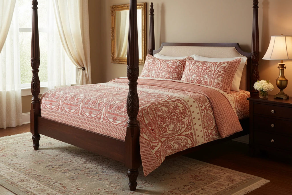 Portico New York Shalimaar 250 TC 100% Cotton Health Pro Printed Super King Bedsheet with 2 Pillow Cover SS2025 Portico