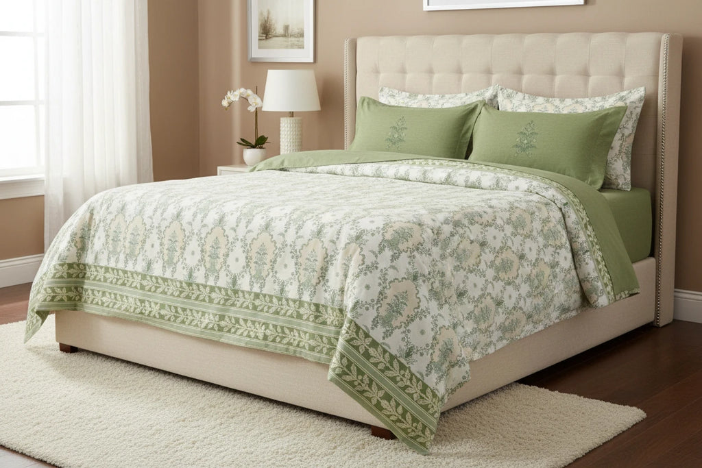 Portico New York Shalimaar 250 TC 100% Cotton Health Pro Printed Super King Bedsheet with 2 Pillow Cover SS2025 Portico