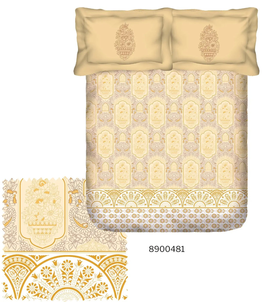 Portico New York Shalimaar 250 TC 100% Cotton Health Pro Printed Super King Bedsheet with 2 Pillow Cover SS2025 Portico