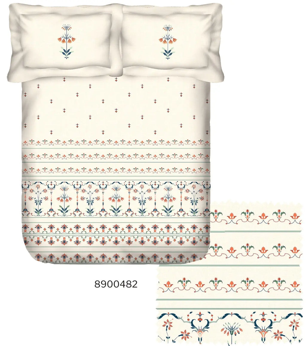 Portico New York Shalimaar 250 TC 100% Cotton Health Pro Printed Super King Bedsheet with 2 Pillow Cover SS2025 Portico