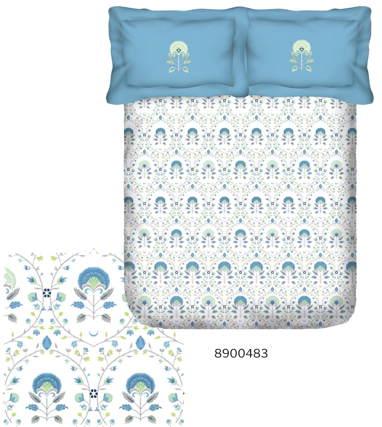 Portico New York Shalimaar 250 TC 100% Cotton Health Pro Printed Super King Bedsheet with 2 Pillow Cover SS2025
