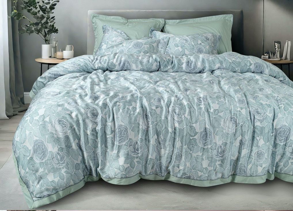Spread Spain Made From Green 550 TC Cotton & Bamboo Bedsheets | Summer Bed Sheet