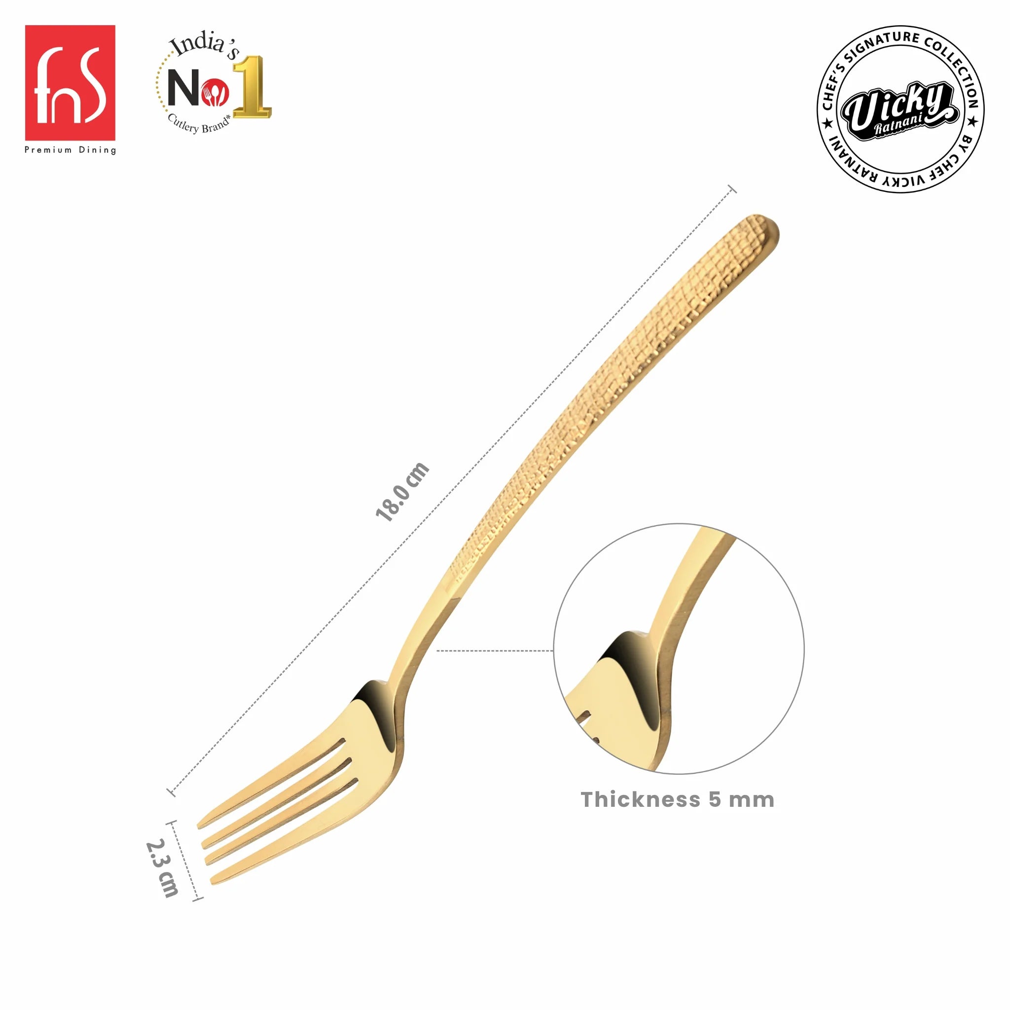 Chef Vicky Ratnani's Signature Collection By FnS Velora Stainless Steel Dessert Fork 6 Pcs Set
