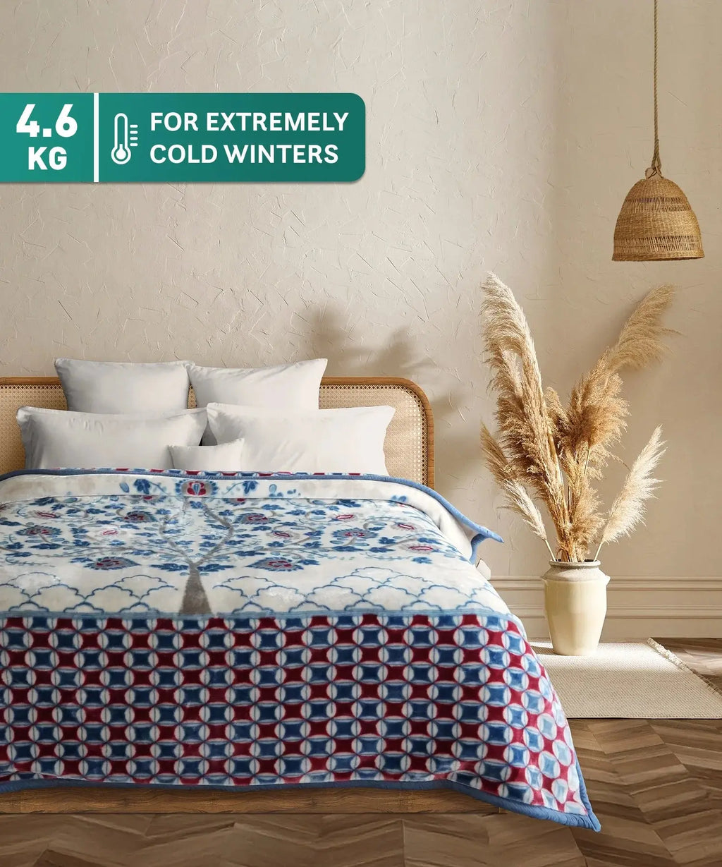 Sanskriti Double Mink Blanket, Tree of Life| 4.6 KG Trident