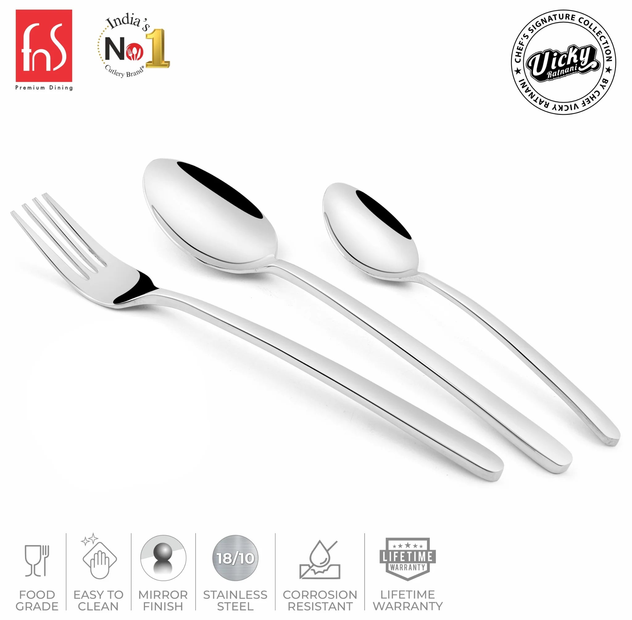 Chef Vicky Ratnani's Signature Collection By FnS Thames Stainless Steel 18 Pcs Cutlery Set