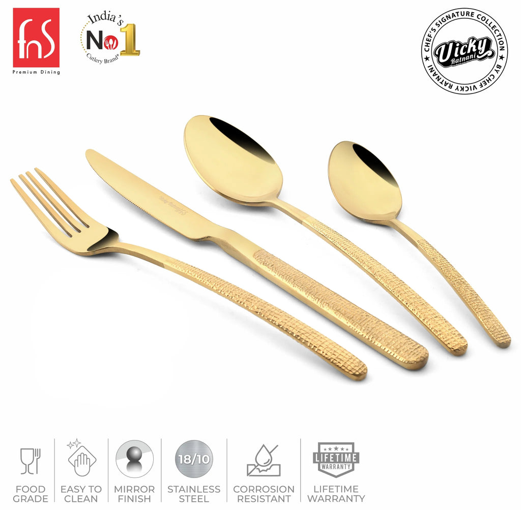 Chef Vicky Ratnani's Signature Collection By FnS Velora Stainless Steel 24 Pcs Cutlery Set