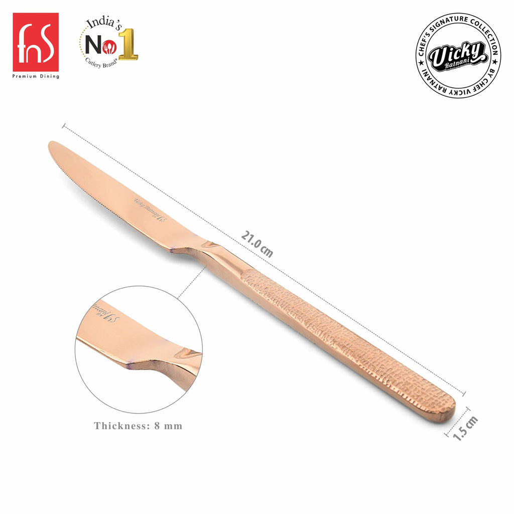Chef Vicky Ratnani's Signature Collection By FnS Sorrento Rose Gold Dessert Knife/Dinner knife/Butter knife 2 Pcs Set