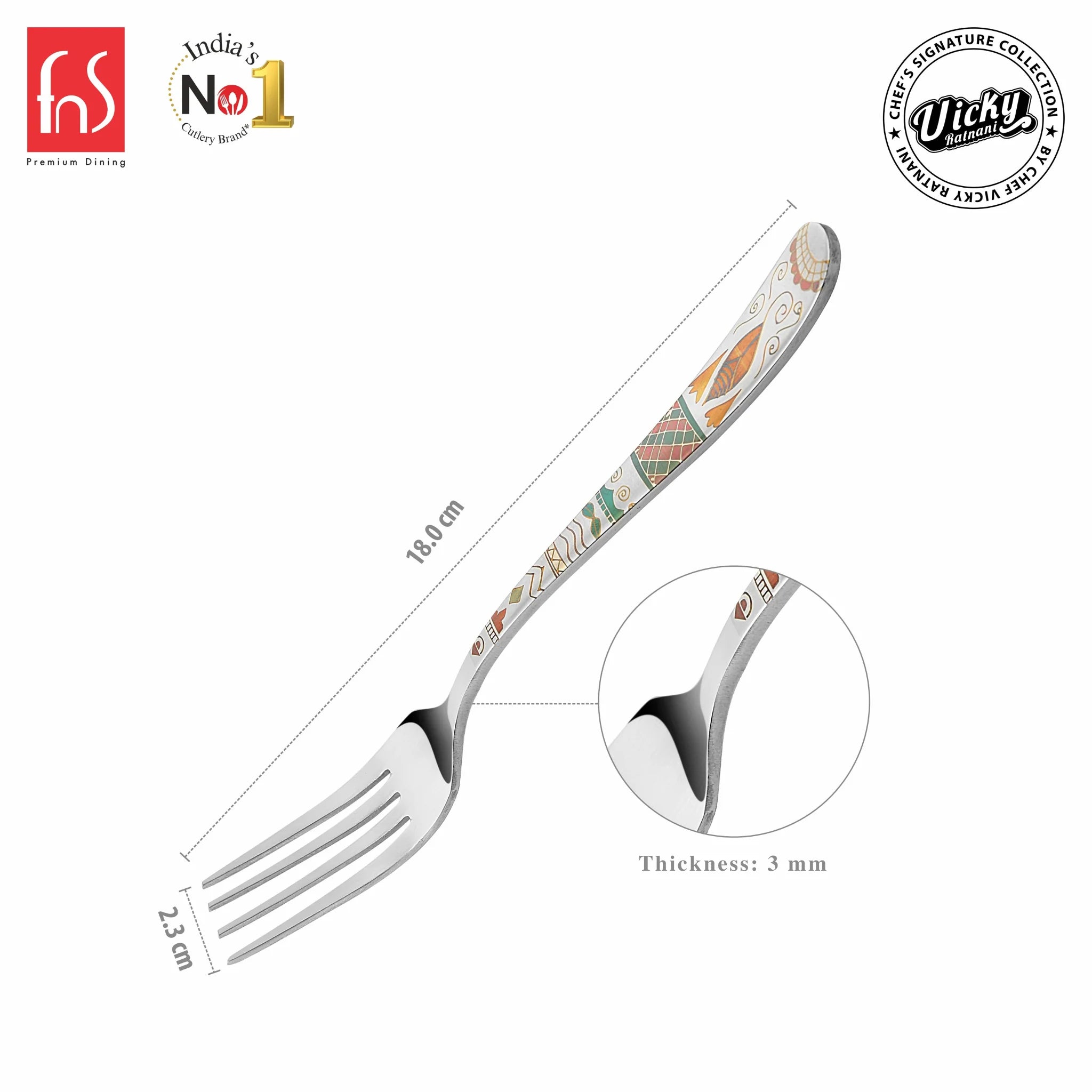 Chef Vicky Ratnani's Signature Collection By FnS Wales Stainless Steel Dessert Fork 6 Pcs Set