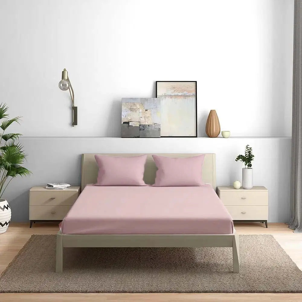 300TC Solid Colour King size Bedsheet with 2pc Pillow Cover - grahsajja