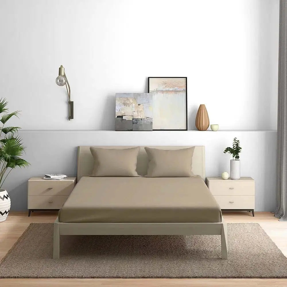 300TC Solid Colour King size Bedsheet with 2pc Pillow Cover - grahsajja