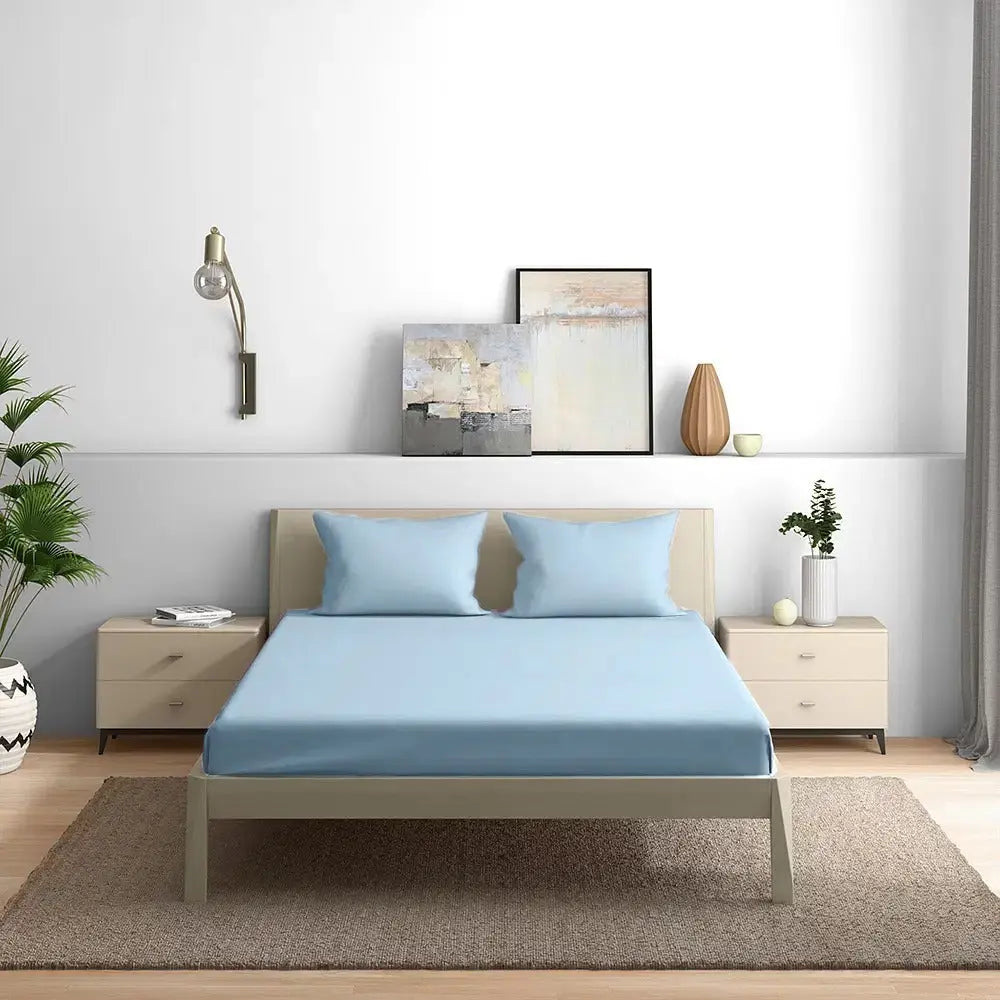 300TC Solid Colour King size Bedsheet with 2pc Pillow Cover - grahsajja