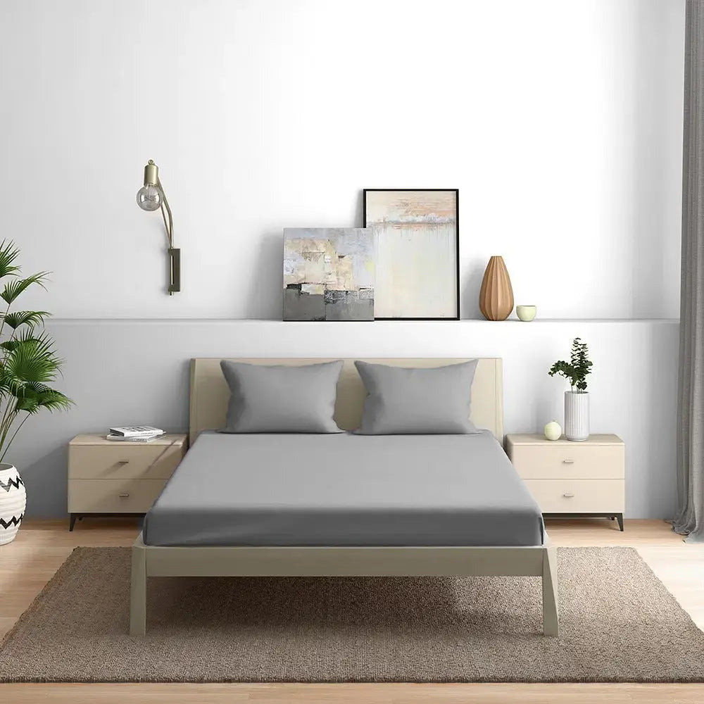 300TC Solid Colour King size Bedsheet with 2pc Pillow Cover - grahsajja