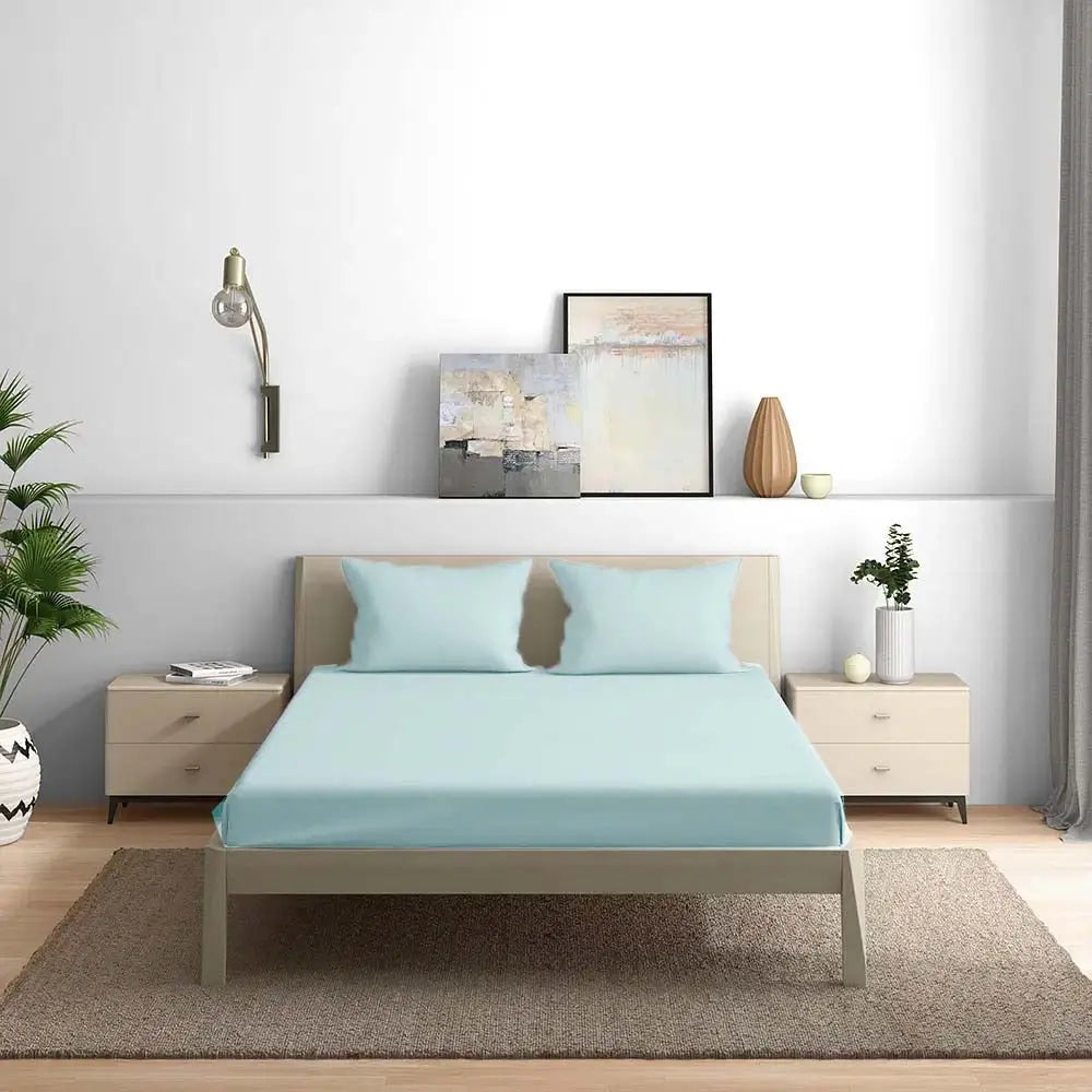 300TC Solid Colour King size Bedsheet with 2pc Pillow Cover - grahsajja