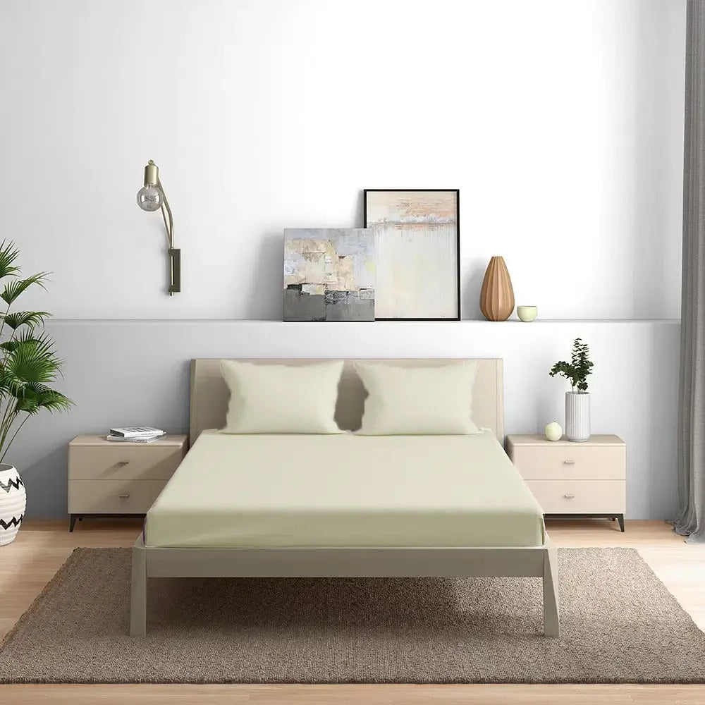300TC Solid Colour King size Bedsheet with 2pc Pillow Cover - grahsajja
