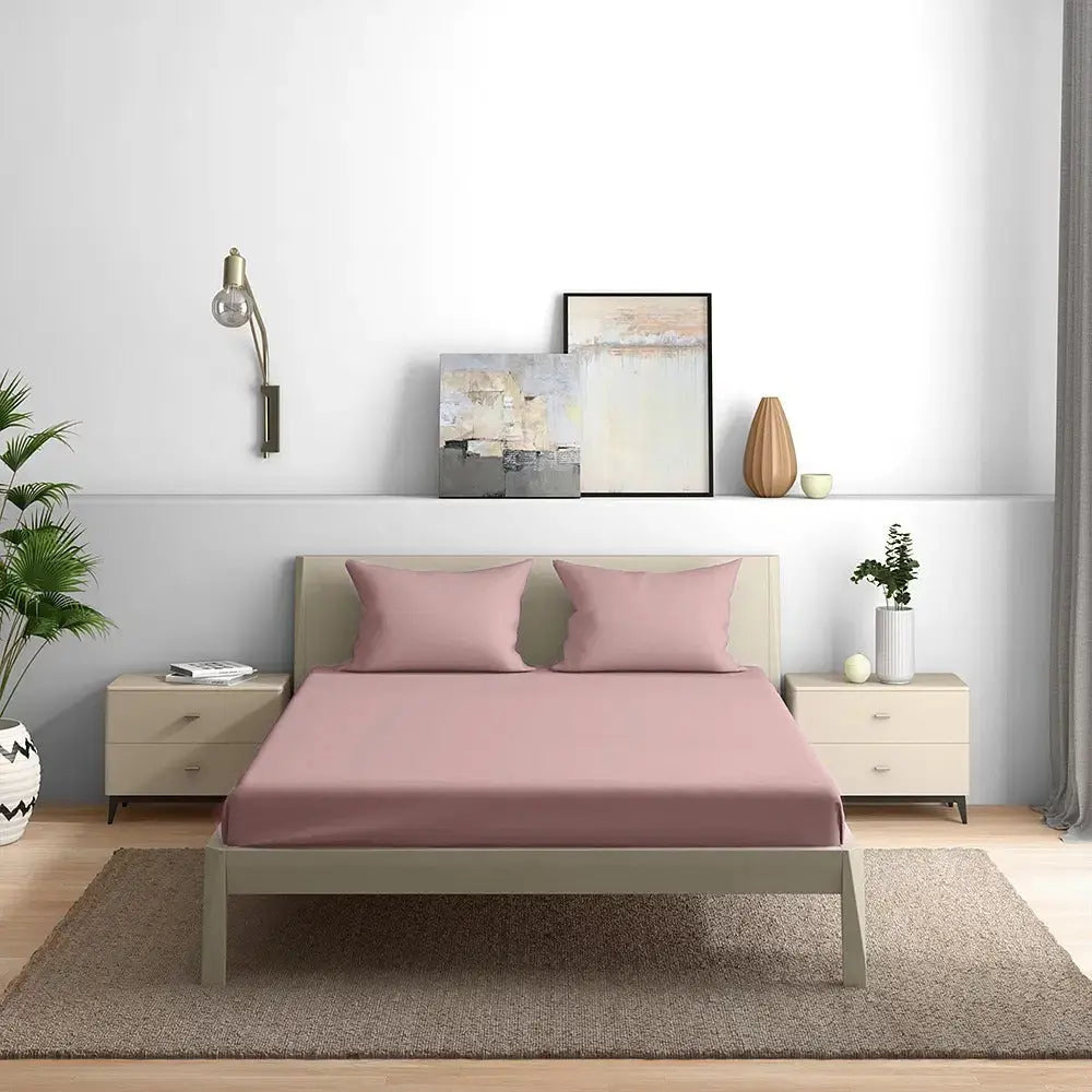 300TC Solid Colour King size Bedsheet with 2pc Pillow Cover - grahsajja