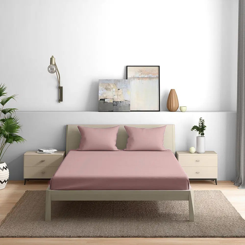 300TC Solid Colour King size Bedsheet with 2pc Pillow Cover - grahsajja