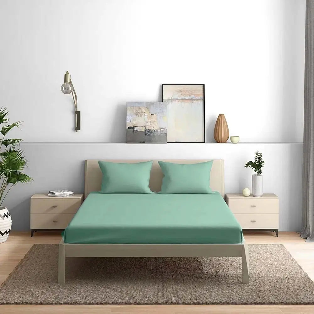 300TC Solid Colour King size Bedsheet with 2pc Pillow Cover - grahsajja