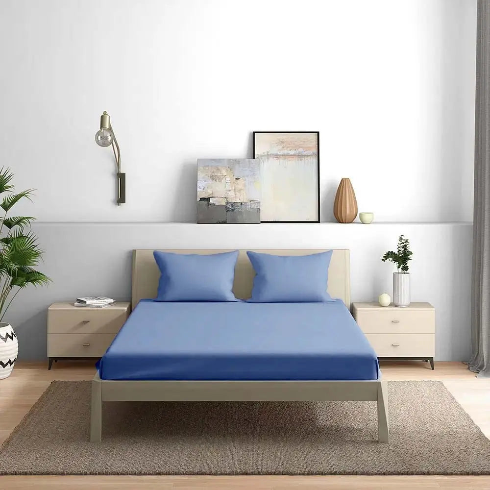 300TC Solid Colour King size Bedsheet with 2pc Pillow Cover - grahsajja