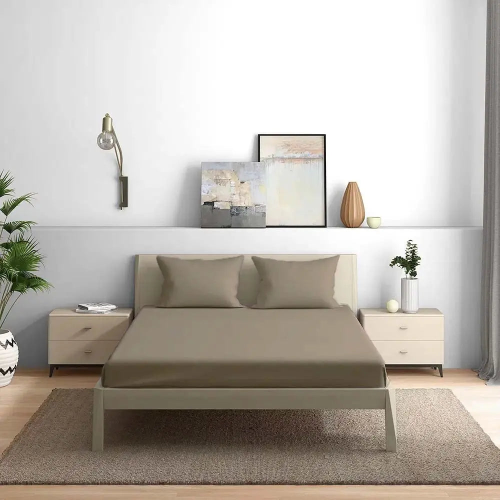 300TC Solid Colour King size Bedsheet with 2pc Pillow Cover - grahsajja