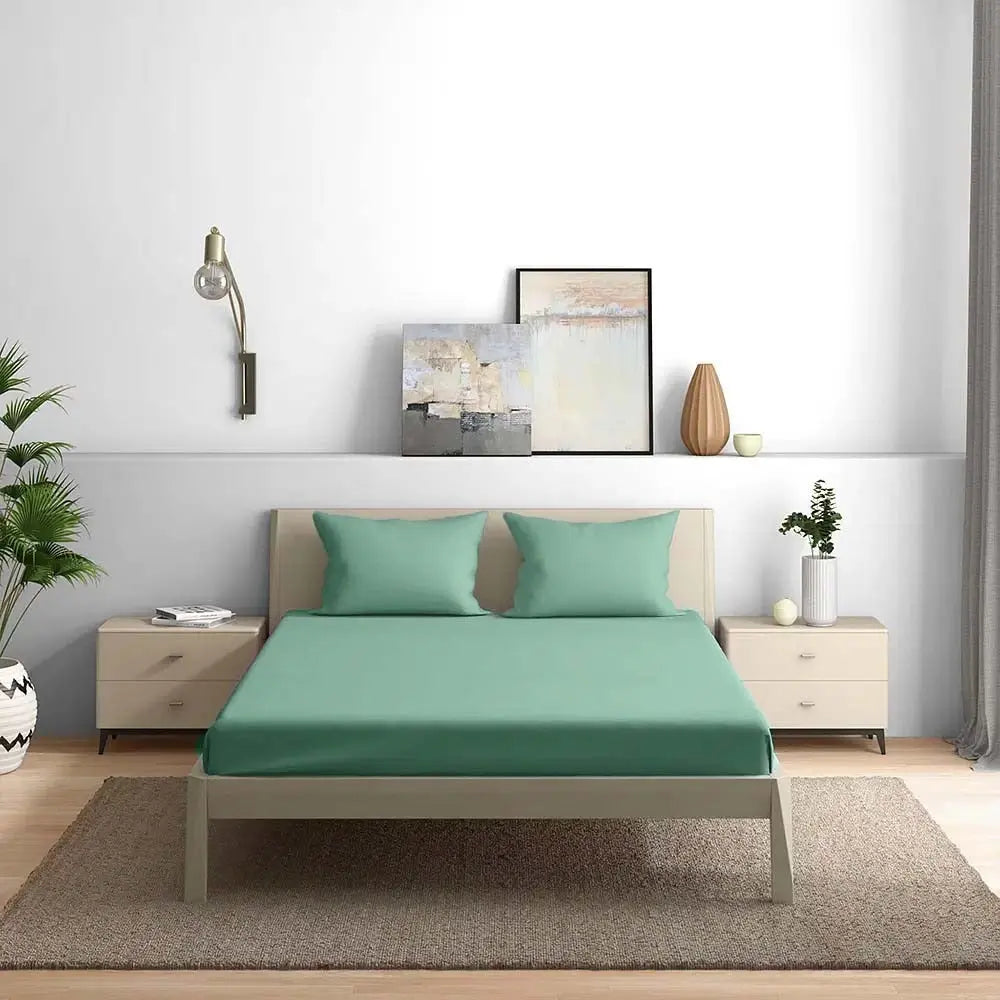 300TC Solid Colour King size Bedsheet with 2pc Pillow Cover - grahsajja