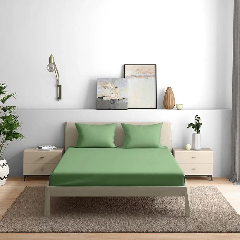 300TC Solid Colour King size Bedsheet with 2pc Pillow Cover - grahsajja