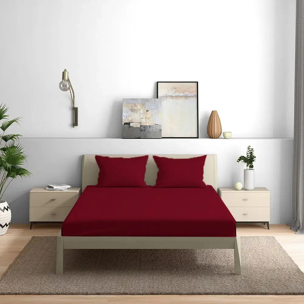 300TC Solid Colour King size Bedsheet with 2pc Pillow Cover - grahsajja