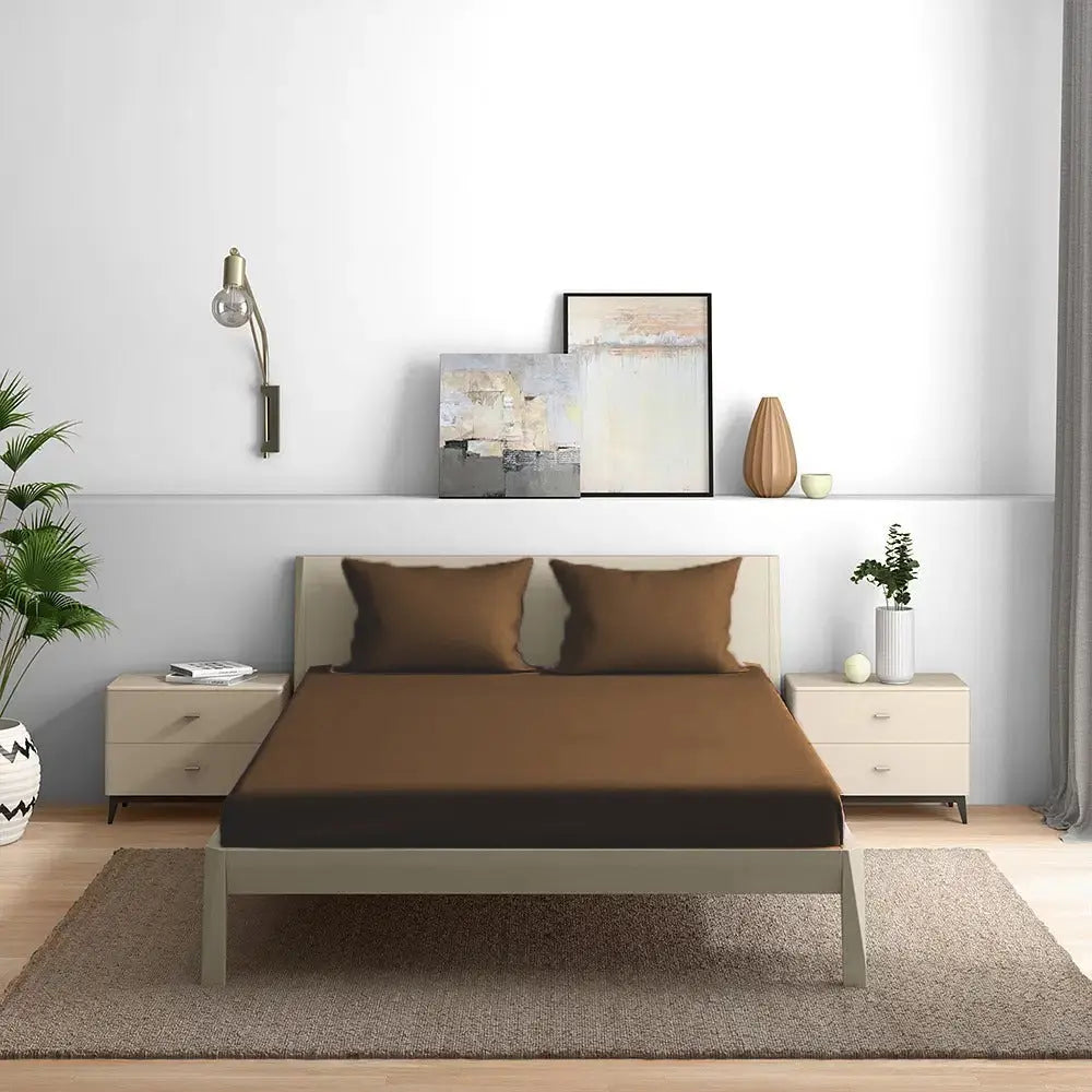 300TC Solid Colour King size Bedsheet with 2pc Pillow Cover - grahsajja