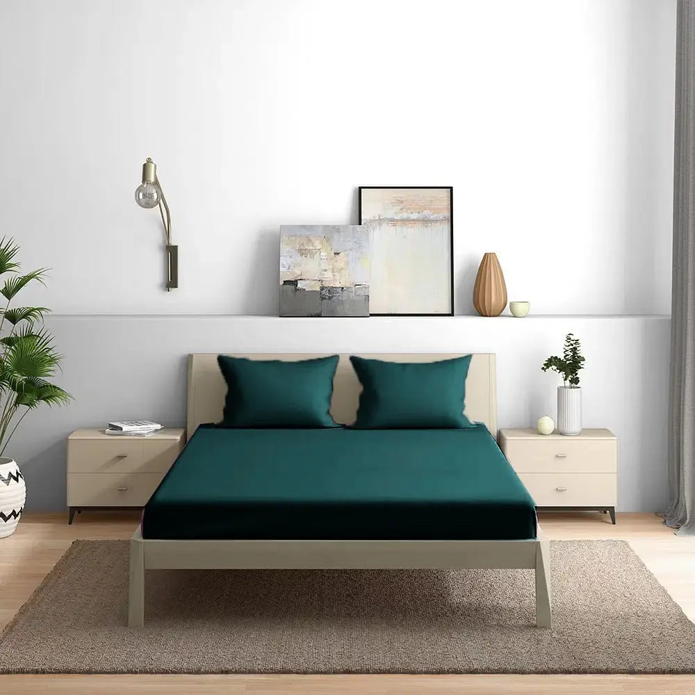 300TC Solid Colour King size Bedsheet with 2pc Pillow Cover - grahsajja