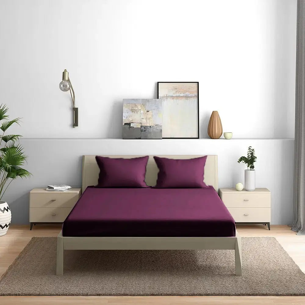 300TC Solid Colour King size Bedsheet with 2pc Pillow Cover - grahsajja