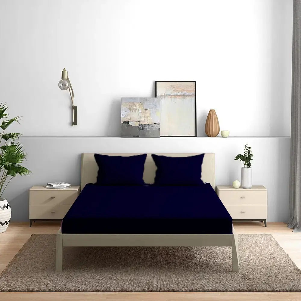 300TC Solid Colour King size Bedsheet with 2pc Pillow Cover - grahsajja