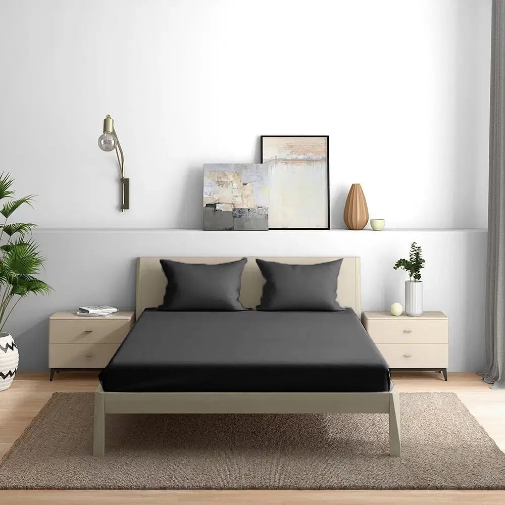 300TC Solid Colour King size Bedsheet with 2pc Pillow Cover - grahsajja